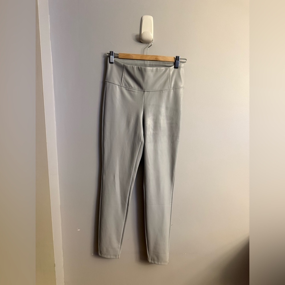 Badgley Mischka Faux Leather Leggings XS Sage High Rise